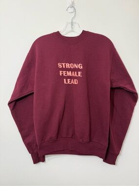 REALM x Ban.do Strong Female Lead sweatshirt - Maroon crewneck/peach text -  S